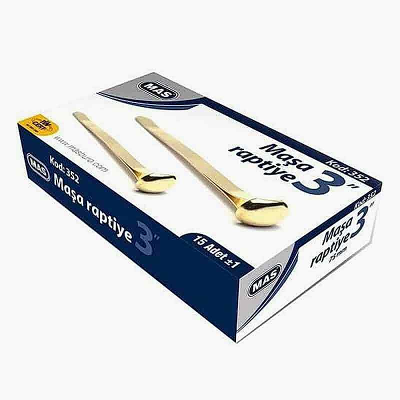 Mas 352 Maşa Raptiye Metal 75 mm 15 Adet - Sarı