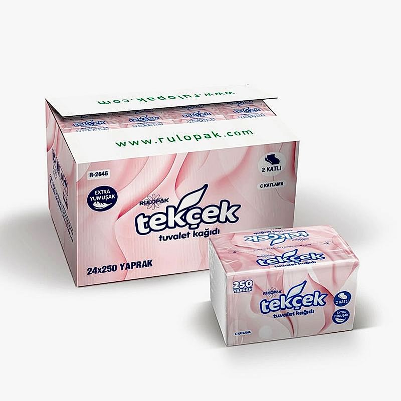 Rulopak Tekçek Tuvalet Kağıdı Çift Katlı 250 Yaprak 24lü resmi
