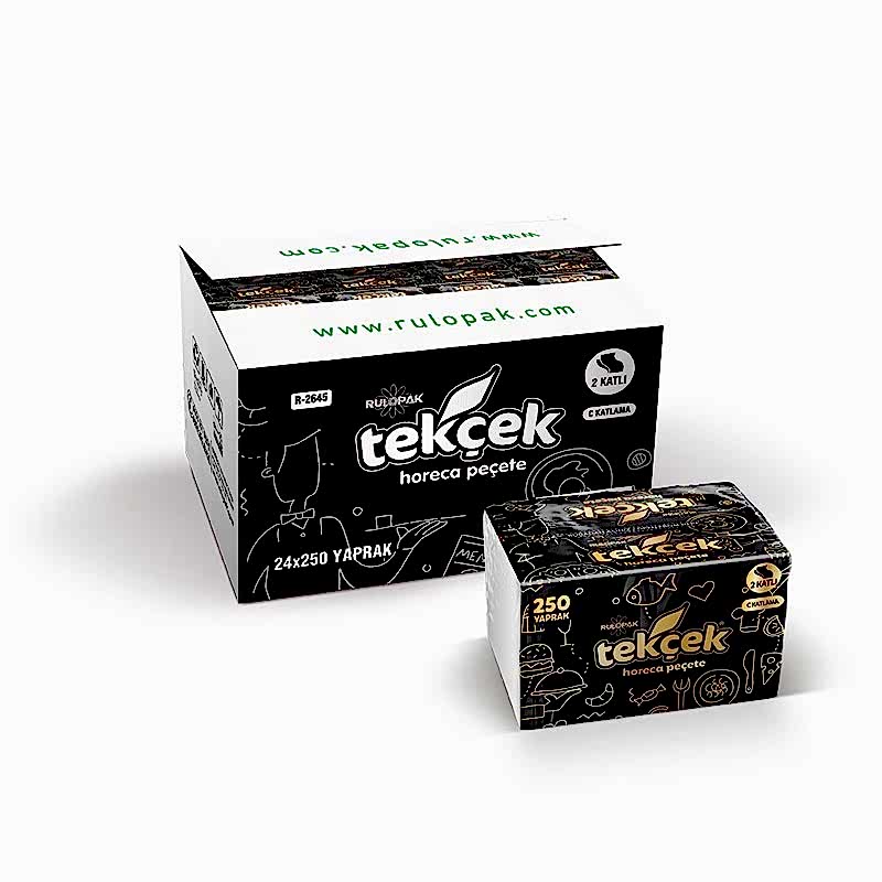 Rulopak Tekçek Horeca Masa Üstü Dispenser Peçete 11.5 x 19 cm 250 Yaprak 24lü 300402 resmi