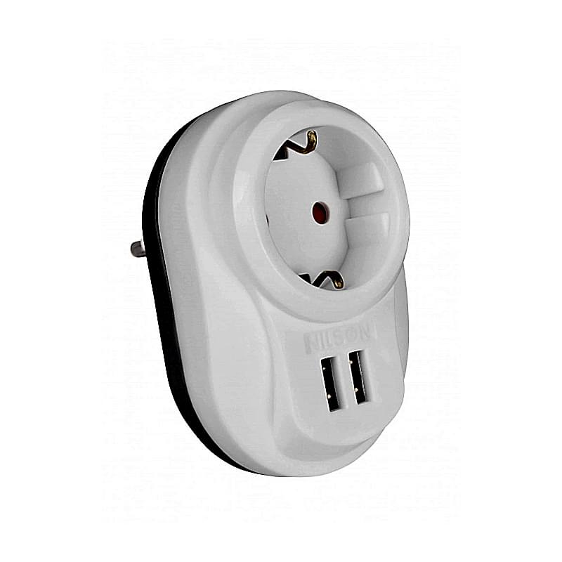 Nilson Akım Korumalı Beyaz Fiş Priz 2 x Usb Hızlı Şarj 5V/2,4 A 40130196 resmi