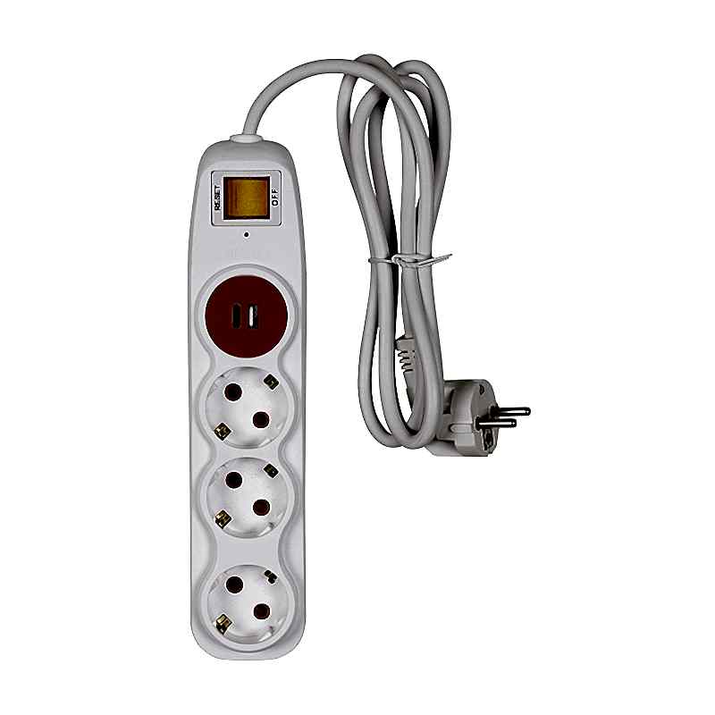 Nilson Akım ve Çocuk Korumalı Anahtarlı Beyaz Üçlü Grup Priz Usb 1,5 mt 44136115 resmi