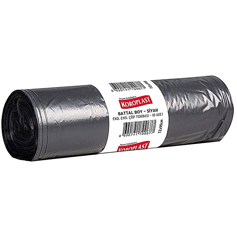 Koroplast Eko Endüstriyel Çöp Torbası Battal Boy 62 Mikron 72 x 95 cm 10 Adet Siyah resmi