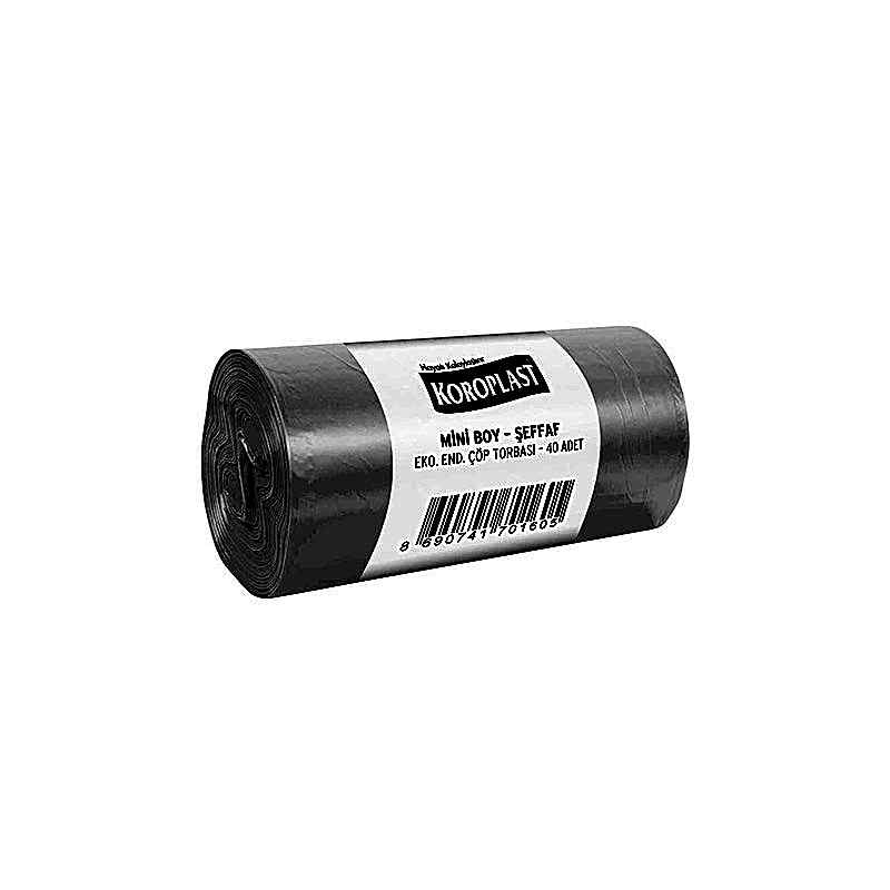Koroplast Eko Endüstriyel Çöp Torbası Mini Boy 11 Mikron 40 × 50 cm 40 Adet Şeffaf  resmi