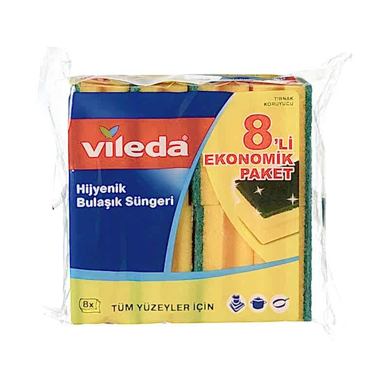 Vileda Hijyenik Oluklu Bulaşık Süngeri 8'li Ekonomik Paket resmi