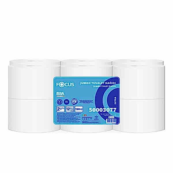 Focus Extra Mini Jumbo Tuvalet Kağıdı Çift Katlı 428 Yaprak 150 m - 12 Adet 50003077 resmi