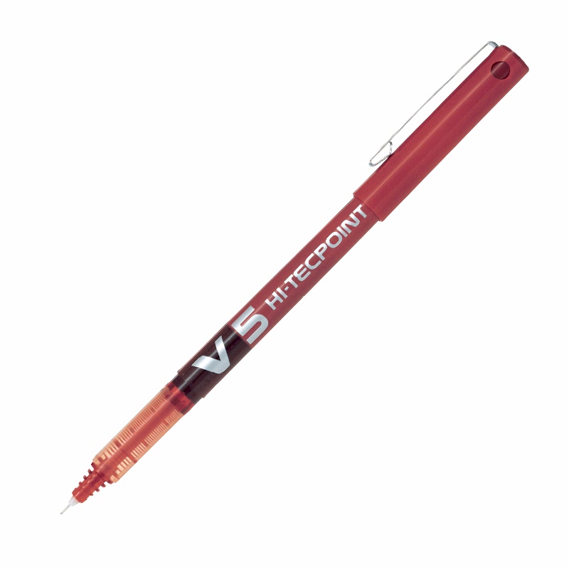 Pilot V5 Hi-Tecpoint İğne Uçlu Roller Kalem 0.5 mm - Kırmızı resmi