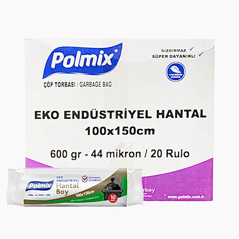 Polmix P305 Çöp Torbası Eko Endüstriyel Hantal Boy 100 x 150 cm 10 Adet - Siyah (10 Adet) resmi