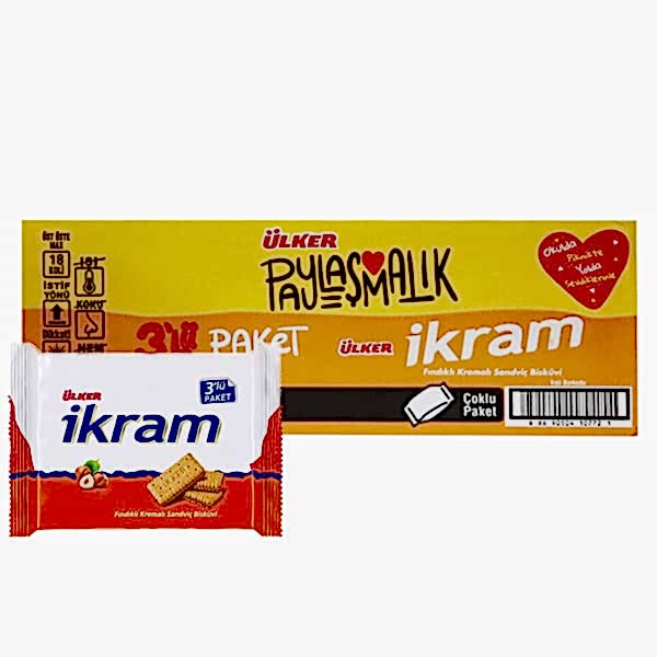 Ülker İkram Fındıklı Kremalı Sandviç Bisküvi 3'lü Paket (12 Adet) resmi