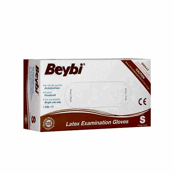 Beybi Lateks Muayene Eldiveni Pudralı Small 100 Adet resmi