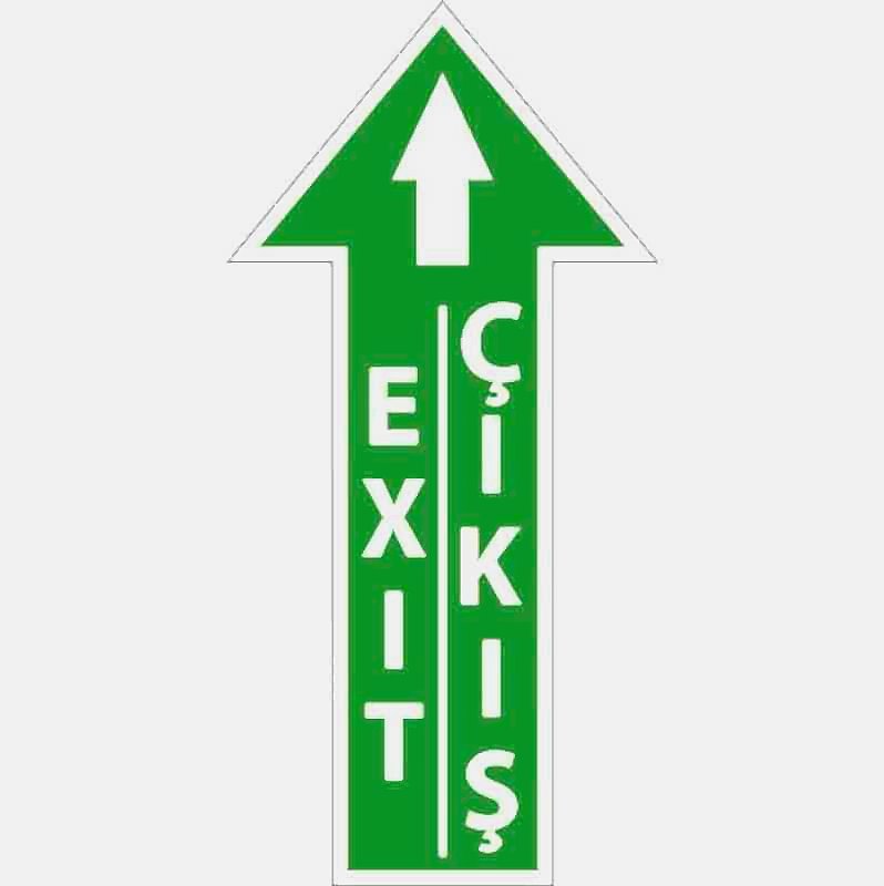 Acil Çıkış Yönü Yer Etiketi Fosforlu 35x17 U21055