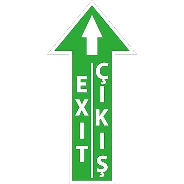 Acil Çıkış Yönü Yer Etiketi Fosforlu 35x17 U21055