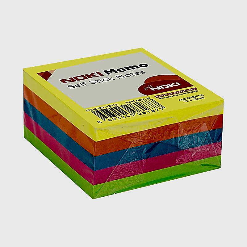 Noki Yapışkanlı Not Kağıdı 75 x 75 mm 400 Yaprak Neon Renkler resmi