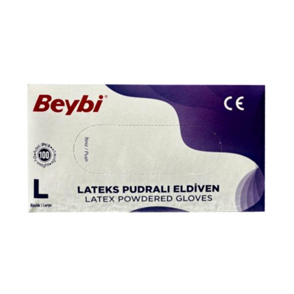 Beybi Lateks Muayene Eldiveni Pudralı Large 100 Adet resmi
