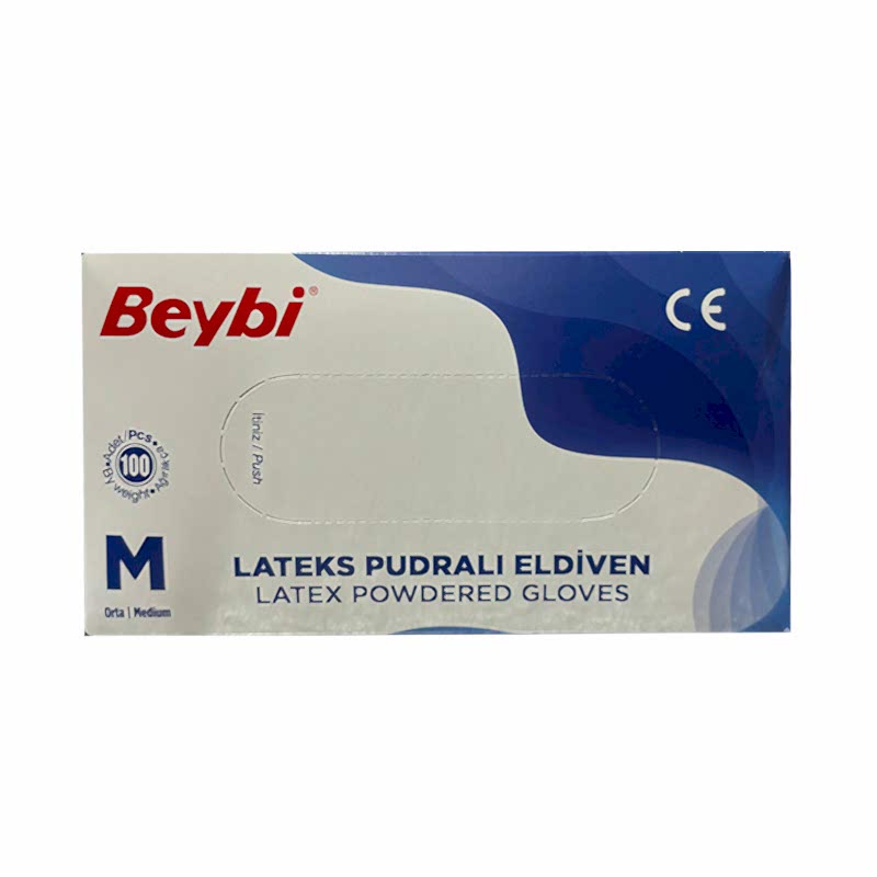Beybi Lateks Muayene Eldiveni Pudralı Medium 100 Adet resmi