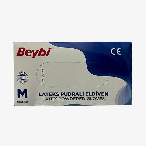 Beybi Lateks Muayene Eldiveni Pudralı Medium 100 Adet resmi