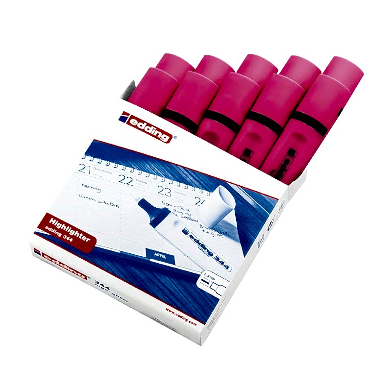 Edding E-344 Fosforlu Kalem - Pembe (10 Adet) resmi