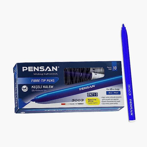Pensan 3003 Ofis Tipi Keçeli Kalem 2.0 mm Mavi (10 Adet) resmi