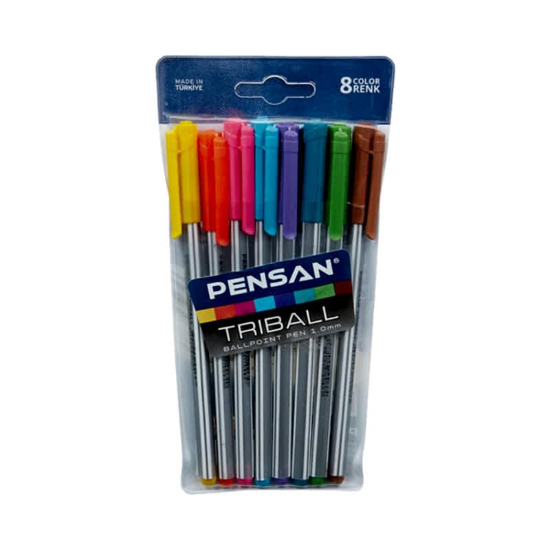 Pensan Triball Tükenmez Kalem 1.0 mm 8 Adet Karışık Renkli resmi
