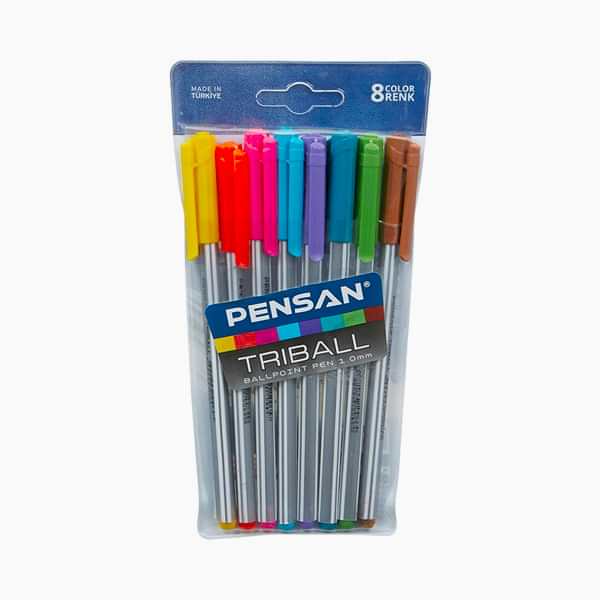 Pensan Triball Tükenmez Kalem 1.0 mm 8 Adet Karışık Renkli resmi