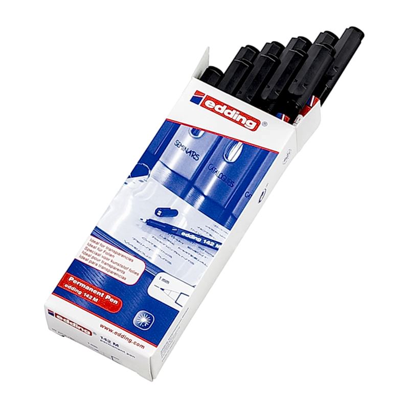 Edding 142M Permanent Asetat Kalemi 1.0 mm - Siyah (10 Adet) resmi