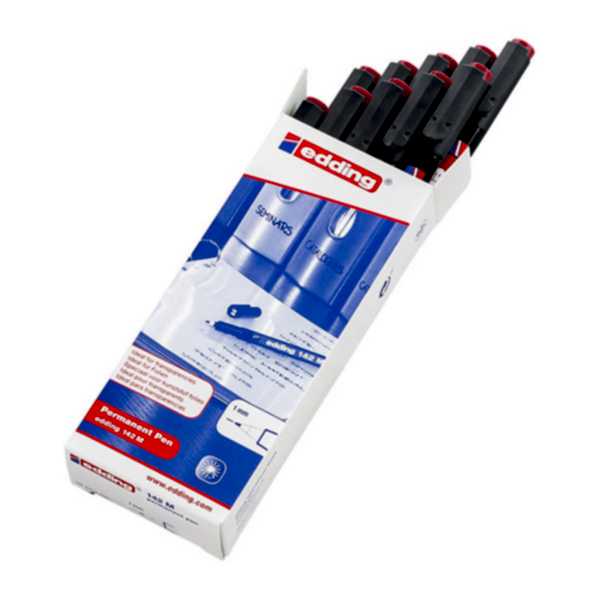 Edding 142M Permanent Asetat Kalemi 1.0 mm - Kırmızı (10 Adet) resmi