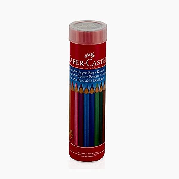 Faber Castell Kuru Boya Kalemi Jumbo Üçgen 12 Renk Tüp 116615 resmi