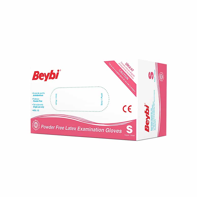 Beybi Lateks Pudrasız Muayene Eldiveni Small 100'lü Paket - Beyaz resmi