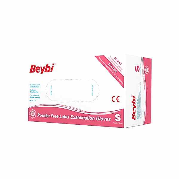 Beybi Lateks Pudrasız Muayene Eldiveni Small 100'lü Paket - Beyaz resmi