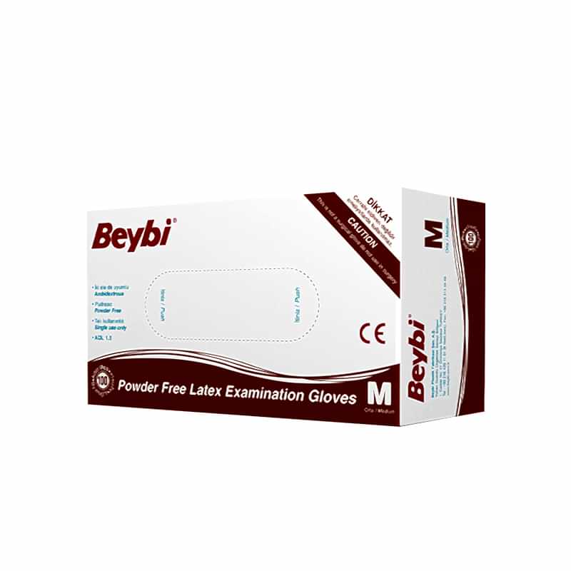 Beybi Lateks Pudrasız Muayene Eldiveni Medium 100'lü Paket - Beyaz resmi
