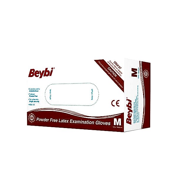 Beybi Lateks Pudrasız Muayene Eldiveni Medium 100'lü Paket - Beyaz resmi