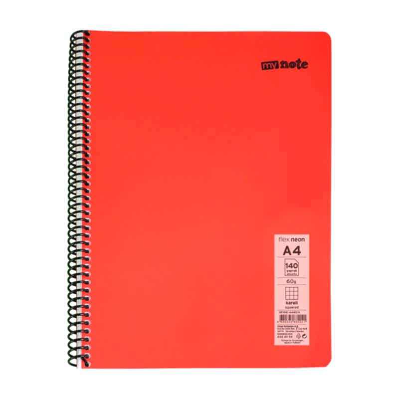 Mynote Flex Neo Defter PP Kapak Spiralli A4 140 Yaprak Kareli resmi