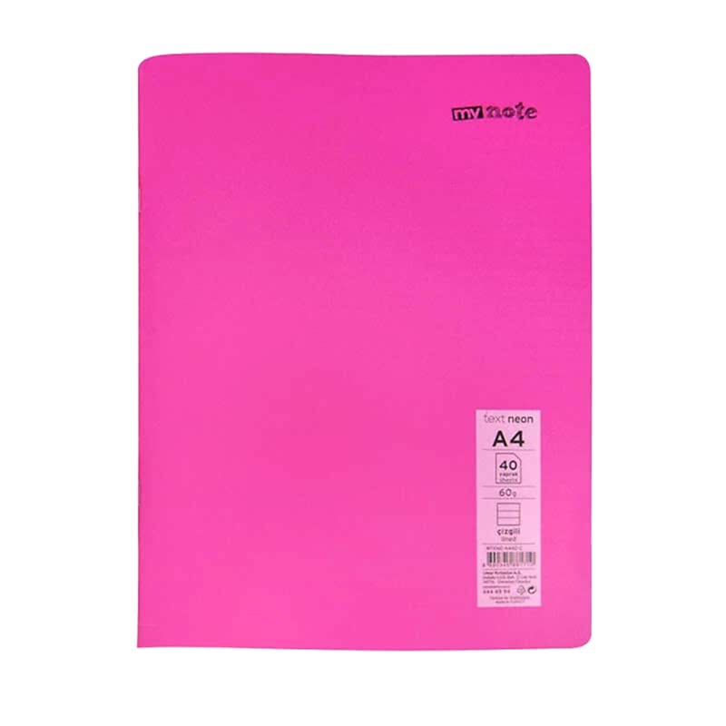 Mynote Text Neo Defter PP Kapak Tel Dikişli Çizgili A4 60 Yaprak 