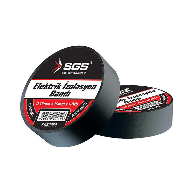 SGS Elektrik İzolasyon Bandı 0.13 x 19 mm x 10 Yds Siyah resmi