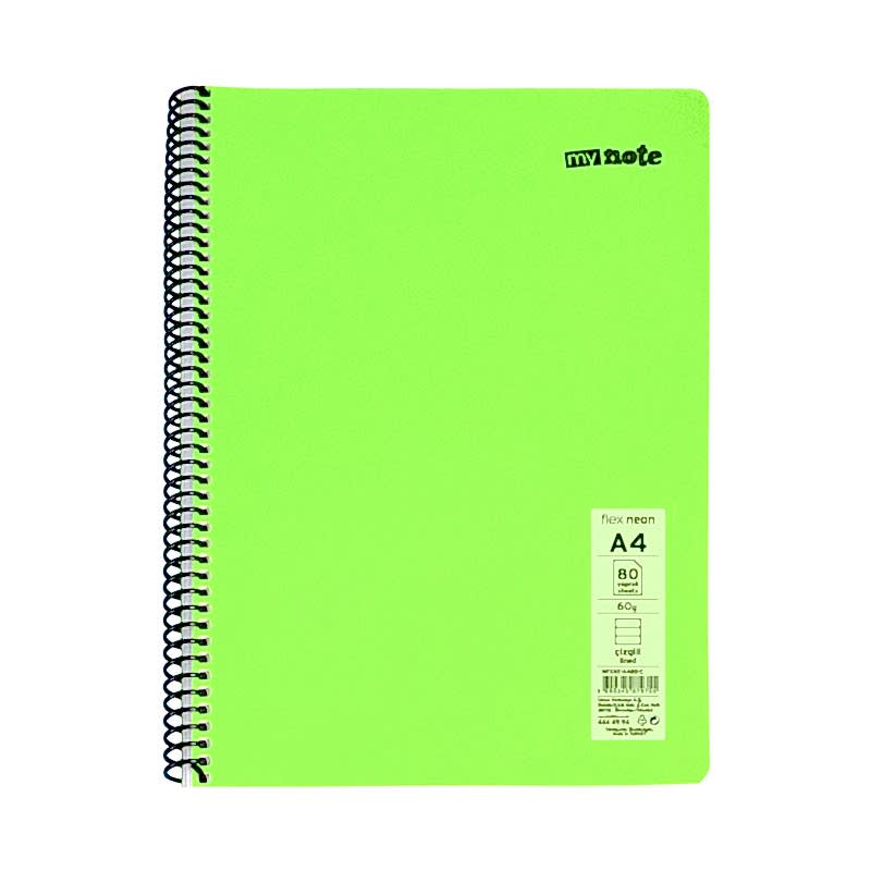 Mynote Flex Neo Okul Defteri PP Kapak Spiralli A4 80 Yaprak Çizgili resmi