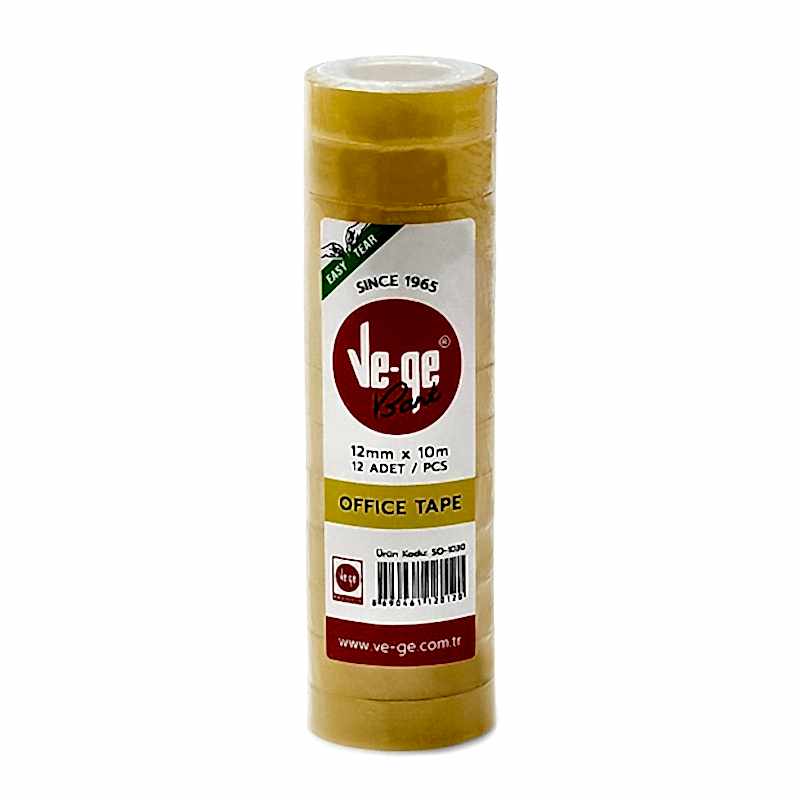 Vege Selobant Office Tape 12 mm x 10 m Şeffaf (12 Adet) resmi
