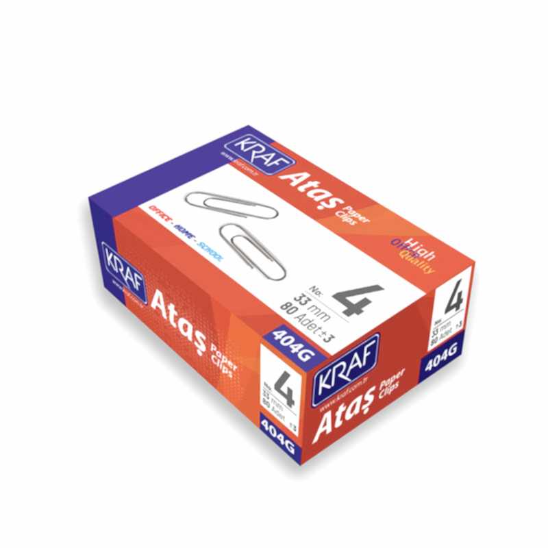 Kraf 404G Ataş 33 mm No:4 80 Adet Metalik Gri resmi