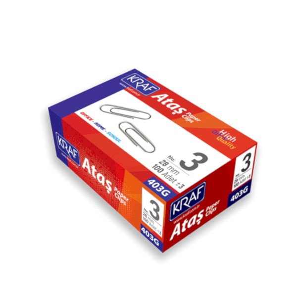Kraf 403G Ataş 28 mm No:3 100 Adet Metalik Gri resmi