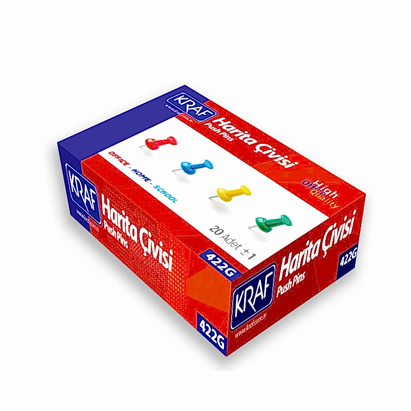 Kraf 422G Harita Çivisi 20 Adet Renkli resmi