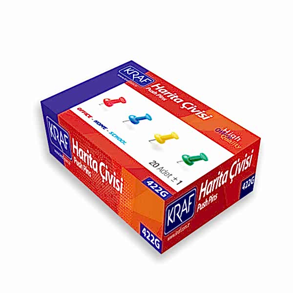 Kraf 422G Harita Çivisi 20 Adet Renkli resmi