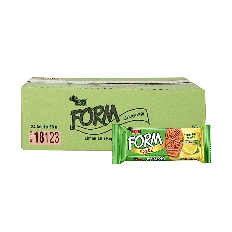 Eti Form Light Limon Lifli Kepekli Bisküvi 50 Gr 1812300 (24 Adet) resmi