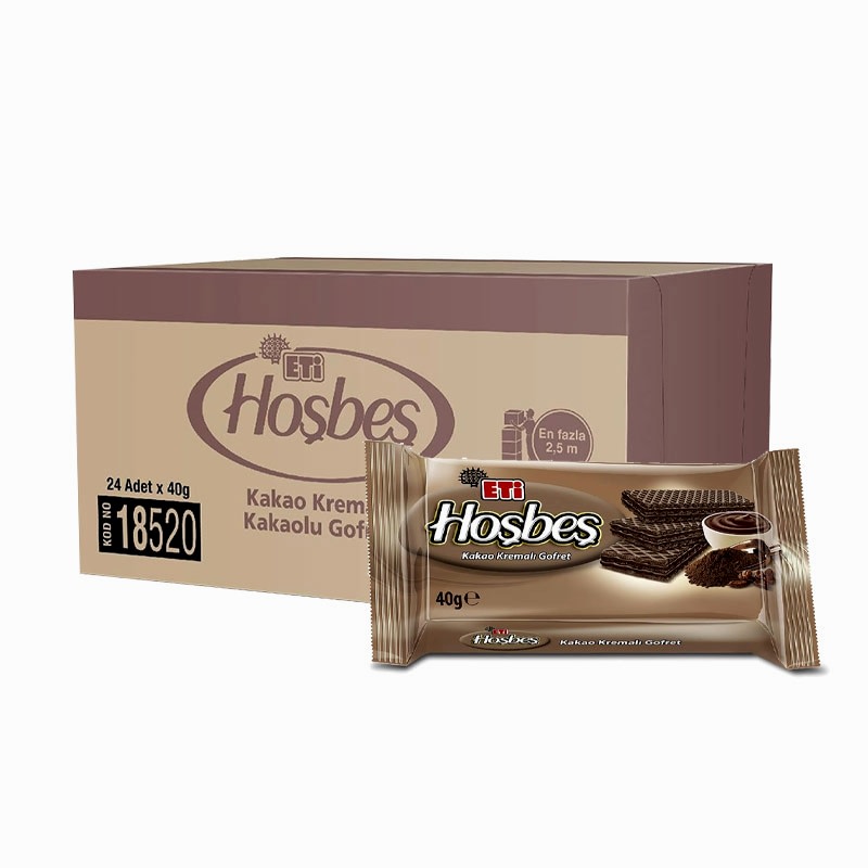 Eti Hoşbeş Gofret Kakao Kremalı 40 gr 1852000 (24 Adet) resmi