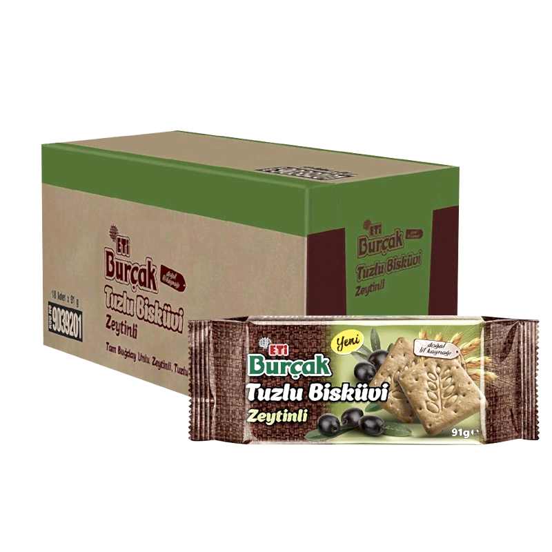 Eti Burçak Tuzlu Bisküvi Zeytinli 91 gr 9039201 (18 Adet) resmi