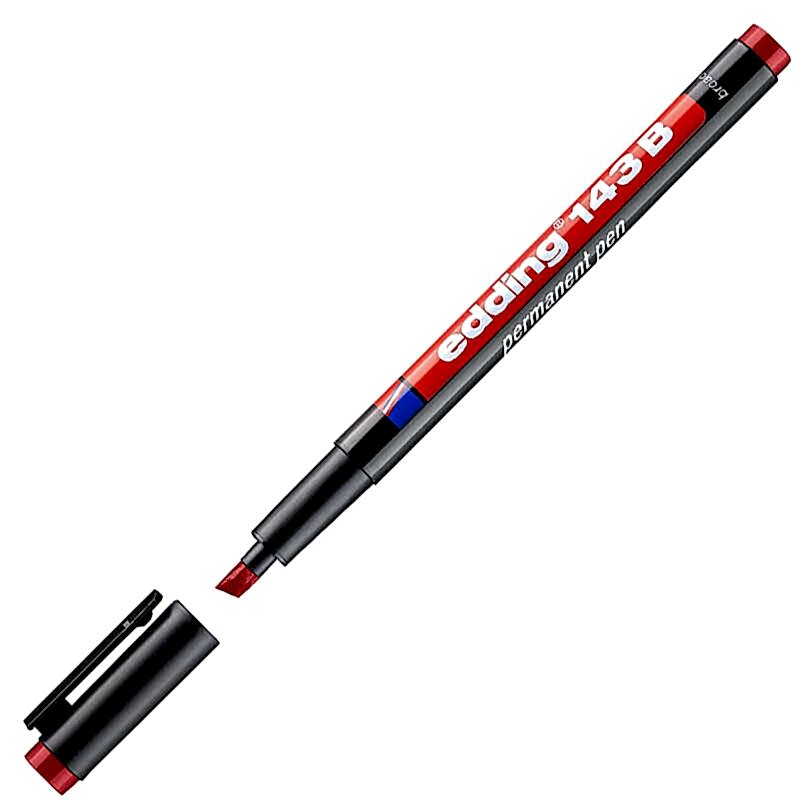 Edding 143B Permanent Asetat Kalemi 1-3 mm - Kırmızı