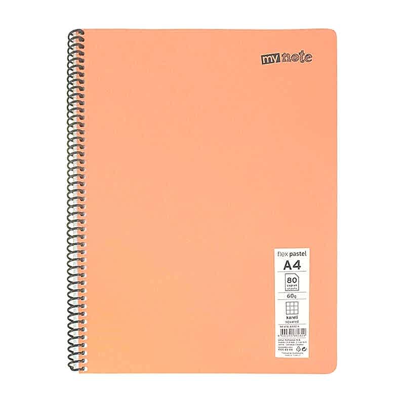 Mynote Flex Pastel Defter PP Kapak Spiralli Çizgili A4 80 Yaprak