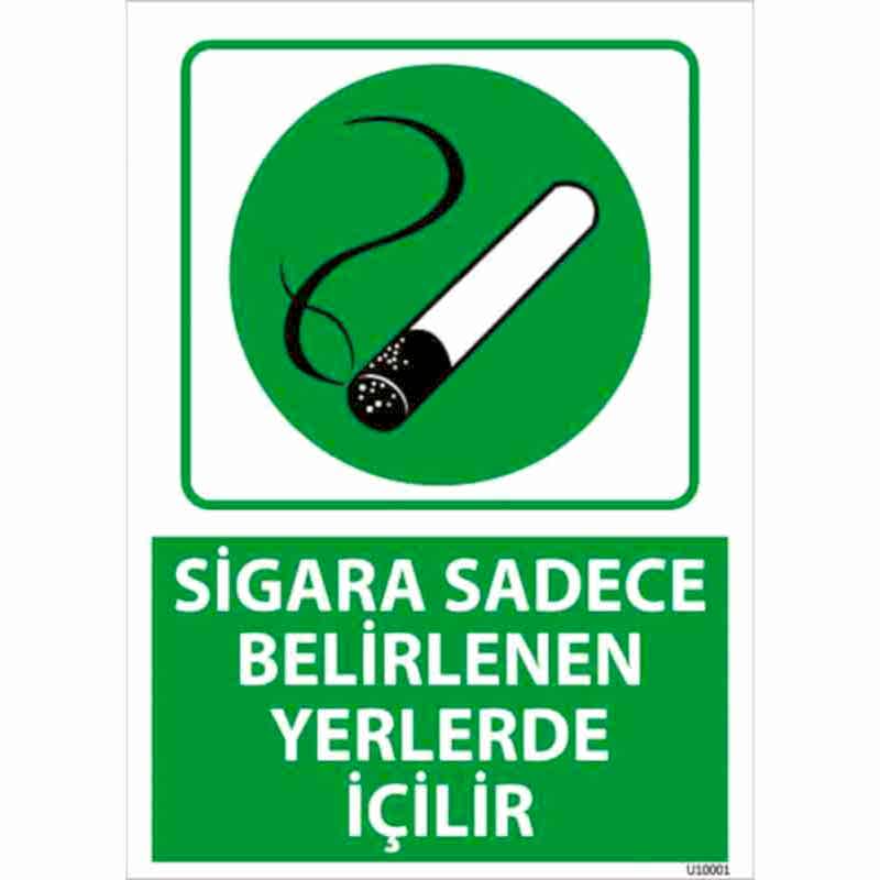 Sigara Sadece Belirlenen Yerlerde İçilir Uyarı Levhası U10001