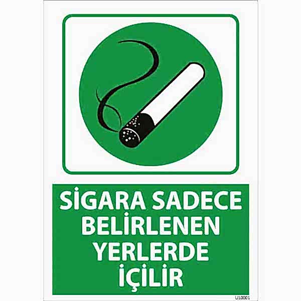Sigara Sadece Belirlenen Yerlerde İçilir Uyarı Levhası U10001