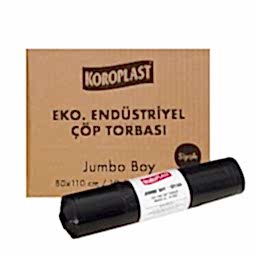 Koroplast Çöp Torbası Eko Endüstriyel Jumbo Boy 80 cm x 110 cm Siyah 10'lu Paket (20 Adet) resmi