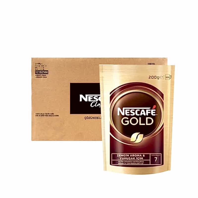 Nescafe Gold Çözünebilir Kahve 200 gr Ekonomik Paket (12 Adet) resmi