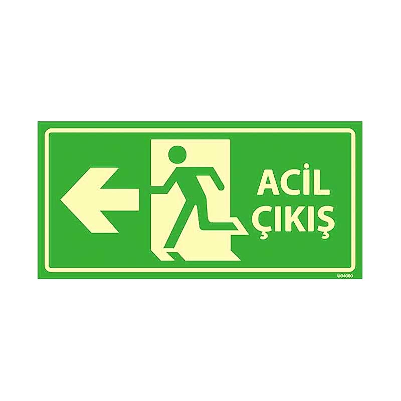 Acil Çıkış Sol Yön 35X17 Fosforlu 3mm U04000