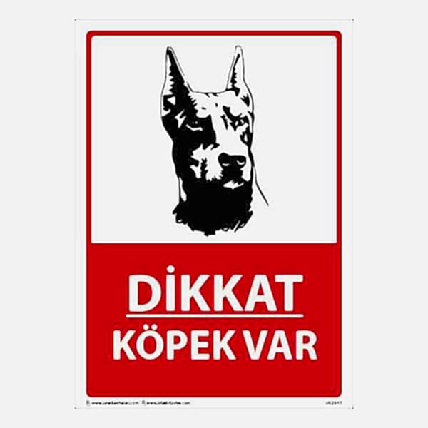 Dikkat Köpek Var  Uyarı Levhası 25X35 3mm U02017